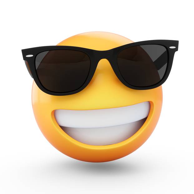 3D Rendering cool emoji with sunglass isolated on white background