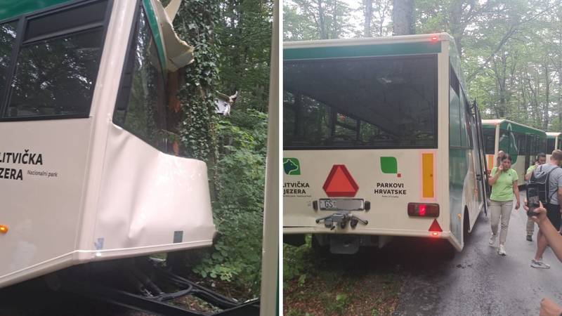 FOTO Vlakić koji prevozi turiste u NP Plitvička jezera sletio je s ceste: Šestero ljudi ozlijeđeno