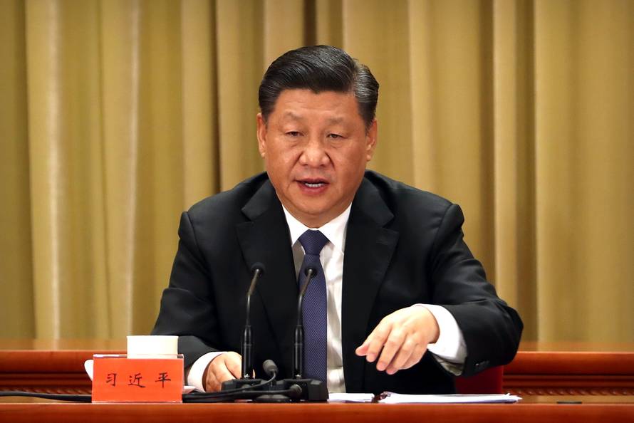 Chinese President Xi Jinping speaks during an event to commemorate the 40th anniversary of the "Message to Compatriots in Taiwan" at the Great Hall of the People in Beijing