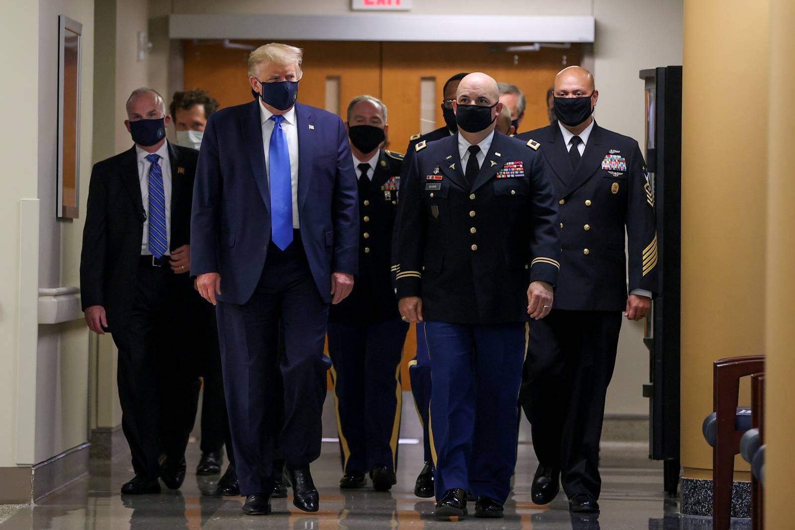 U.S. President Donald Trump visits Walter Reed National Military Medical Center