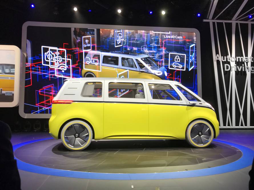 Volkswagen presents a new concept for an electric minibus "I.D.Buzz" at the North American International Auto Show in Detroit