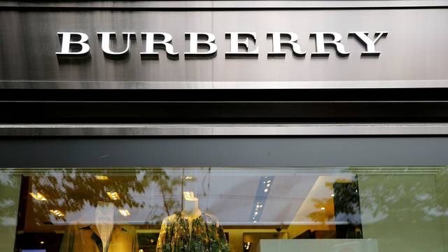 FILE PHOTO: Logo of British luxury brand Burberry is seen at a shop in Zurich