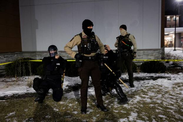 Protest outside the hotel where Bovino, who has been removed from his role, is reportedly staying, in Maple Grove