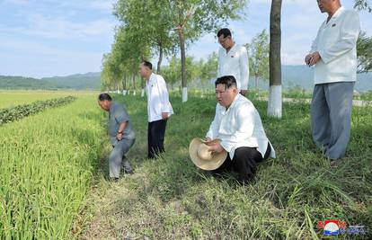 Kim obilazi poljoprivredna zemljišta pogođena tajfunom zabrinut zbog nestašice hrane