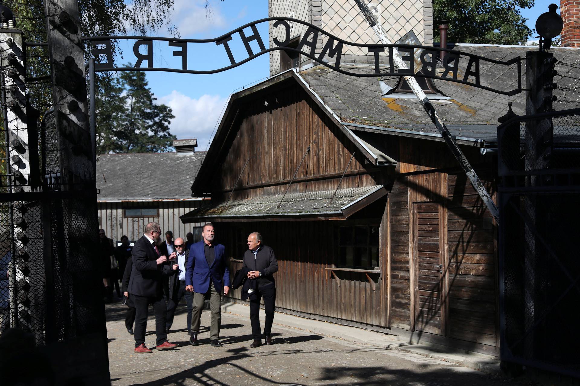 Arnold Schwarzenegger visits former Nazi German concentration camp Auschwitz-Birkenau, near Oswiecim