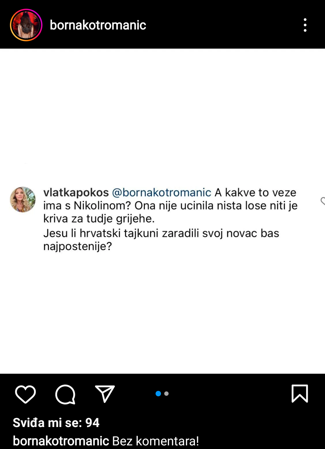 Borna Kotromanić komentirala Nikolininu situaciju, javila se Vlatka Pokos: 'Bespotrebno!'