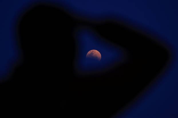 A "Blood Moon" on the night of a total lunar eclipse in Cape Town