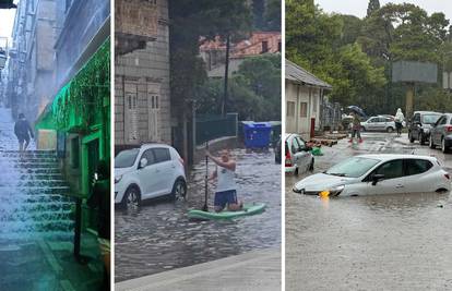 VIDEO Potop u Dubrovniku:  Slijevaju se vodopadi, kaos na Pilama, a neki se voze na SUP-u