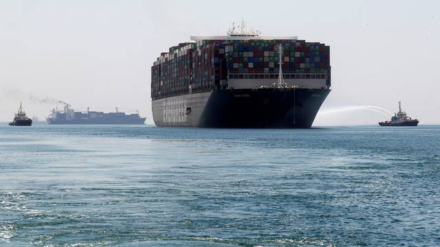 Ship Ever Given leaves the Suez Canal after settlement deal, in Ismailia