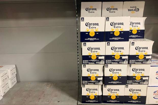 Corona Beer is seen on sale at a supermarket in London