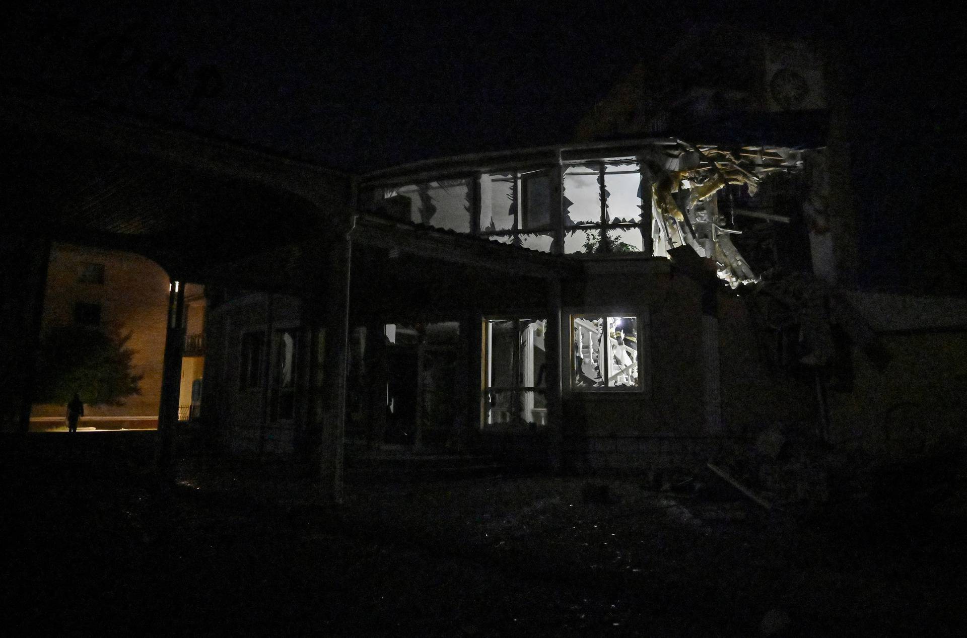 Aftermath of a missile strike that hit hotel in Kramatorsk