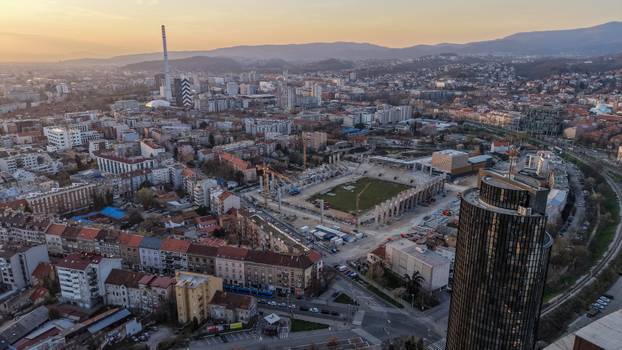 Zagreb: Fotografije iz zraka radova na novom stadionu u Kranjčevićevoj