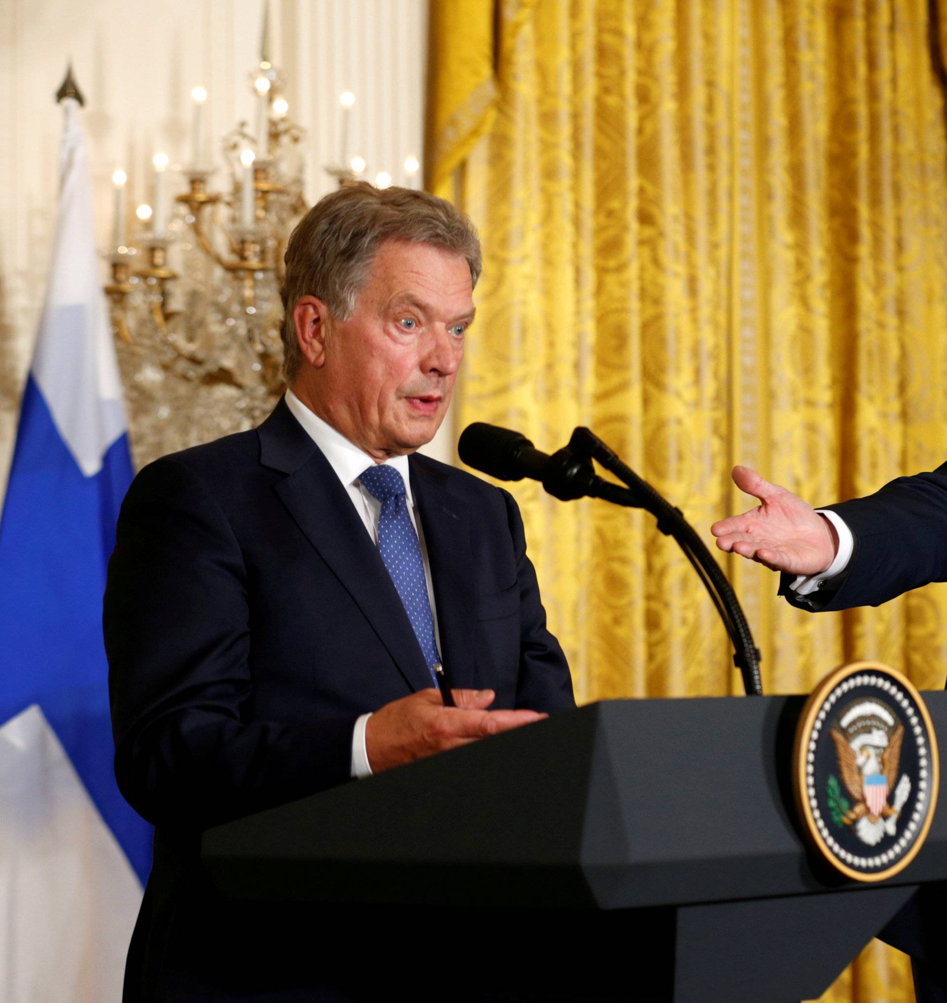 FILE PHOTO: U.S. President Trump holds a joint news conference with Finnish President Niinisto at the White House in Washington