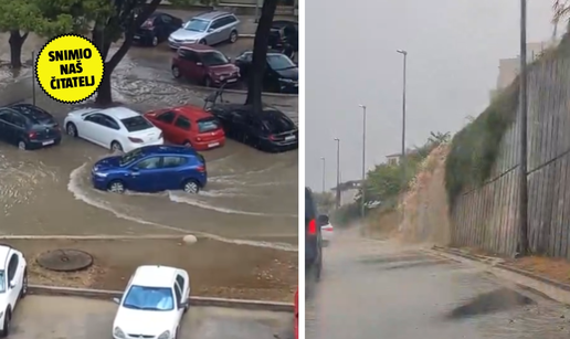 VELIKA POPLAVA U Splitu auti i ljudi jedva prolaze, &scaron;ahtovi izbijeni, nastao 'slap'