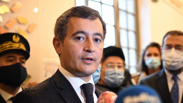 French Interior Minister Gerald Darmanin visits the synagogue of Boulogne-Billancourt