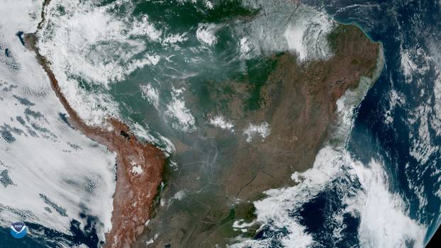 FILE PHOTO: Fires burning in the Amazon Rainforest are pictured from space