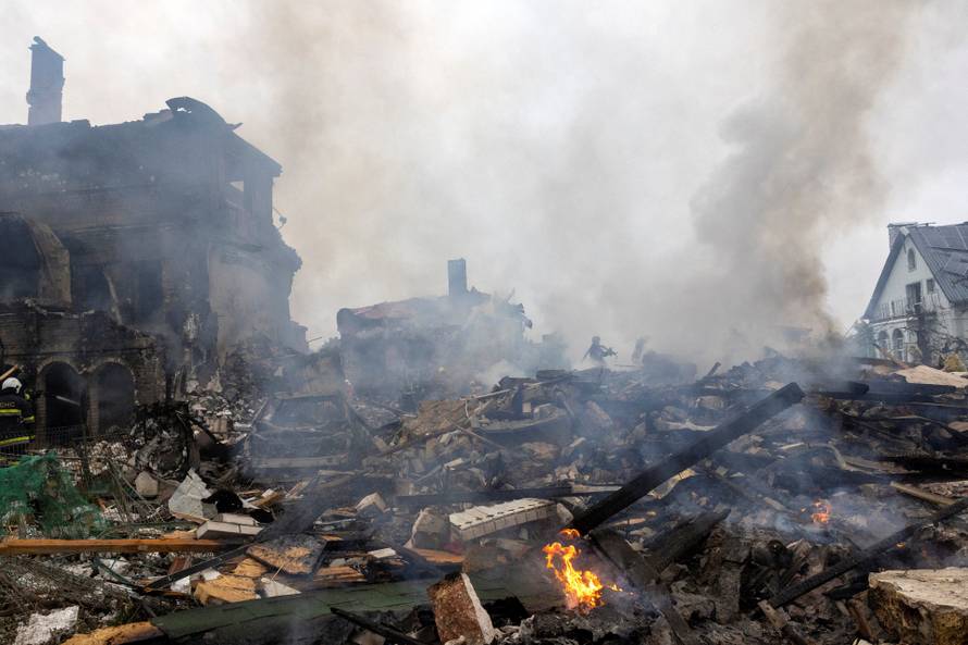 Aftermath of a Russian attack in Kyiv region