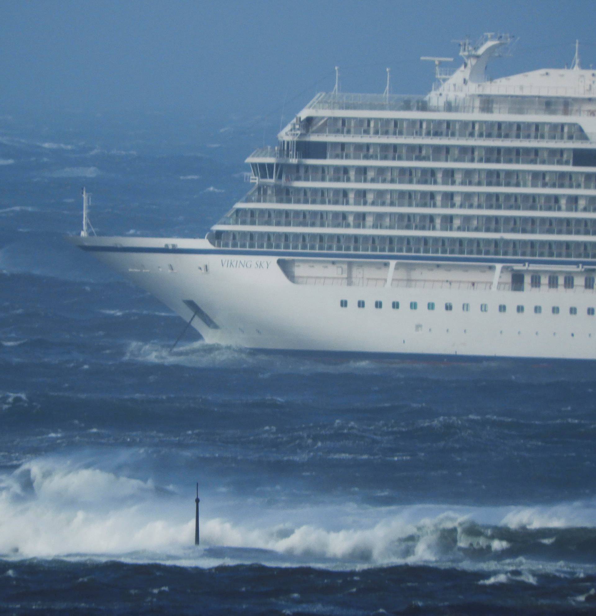 A cruise ship Viking Sky drifts towards land after an engine failure in Hustadvika