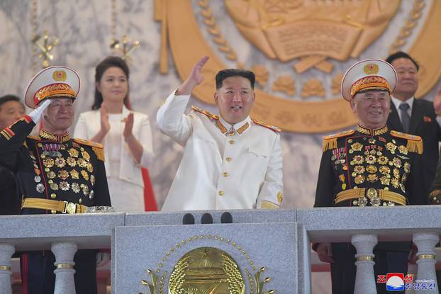 Nighttime military parade to mark the 90th anniversary of the founding of the Korean People's Revolutionary Army in Pyongyang