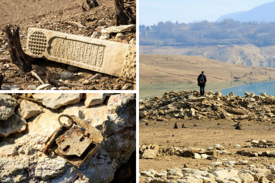Jezivi prizori: Iz jezera izronili ostaci kuća, grobova i džamije