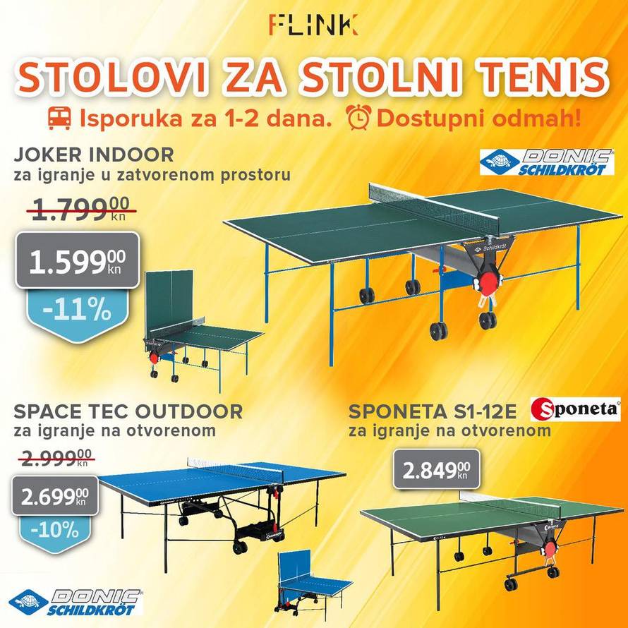 Vrhunski stolovi i reketi za stolni tenis na akciji