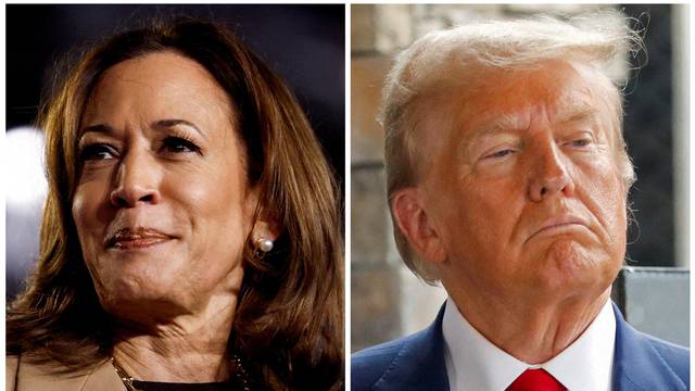 FILE PHOTO: Republican presidential nominee and former U.S. President Donald Trump and Democratic presidential nominee and U.S. Vice President Kamala Harris