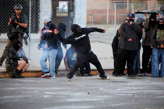 Protest following multiple detentions by Immigration and Customs Enforcement (ICE), in Paramount