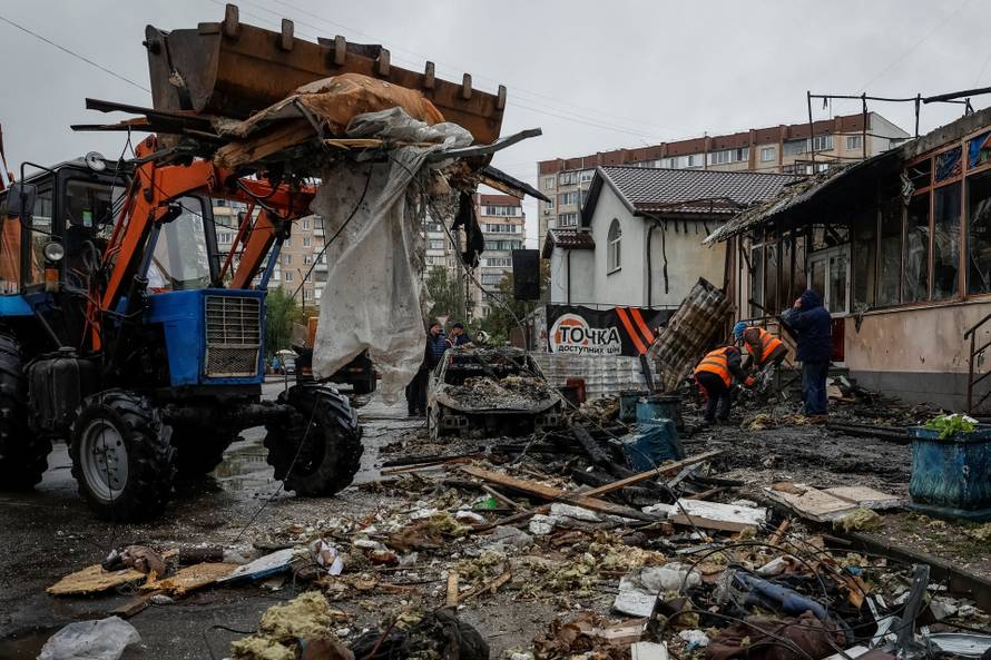 Aftermath of Russian drone and missile attack in Brovary, outside of Kyiv