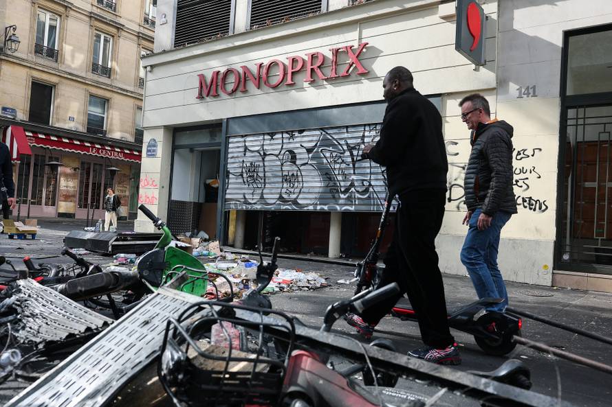Aftermath of clashes during a national day of protests against the cost of living and rising fuel prices, in Paris