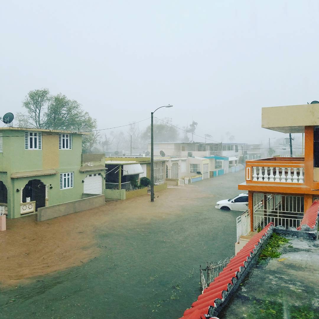 A flooded road is seen after Hurricane Maria hit Puerto Rico