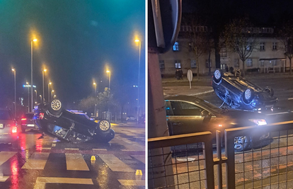 FOTO Sudarila se tri automobila u Zagrebu: Jedan je na krovu