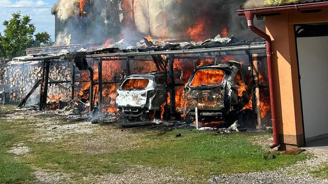 VIDEO Veliki požar kod Siska: 'Progutao je dva auta i halu...'