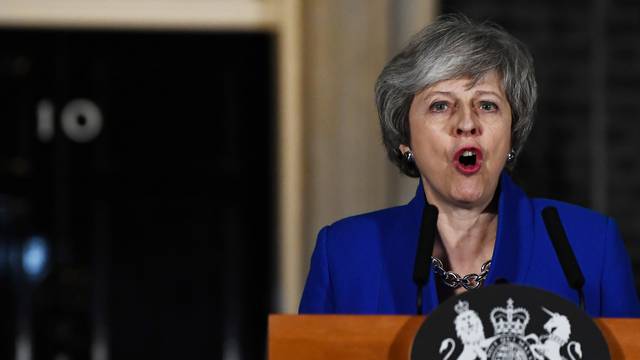 Britain's Prime Minister Theresa May makes a statement in London