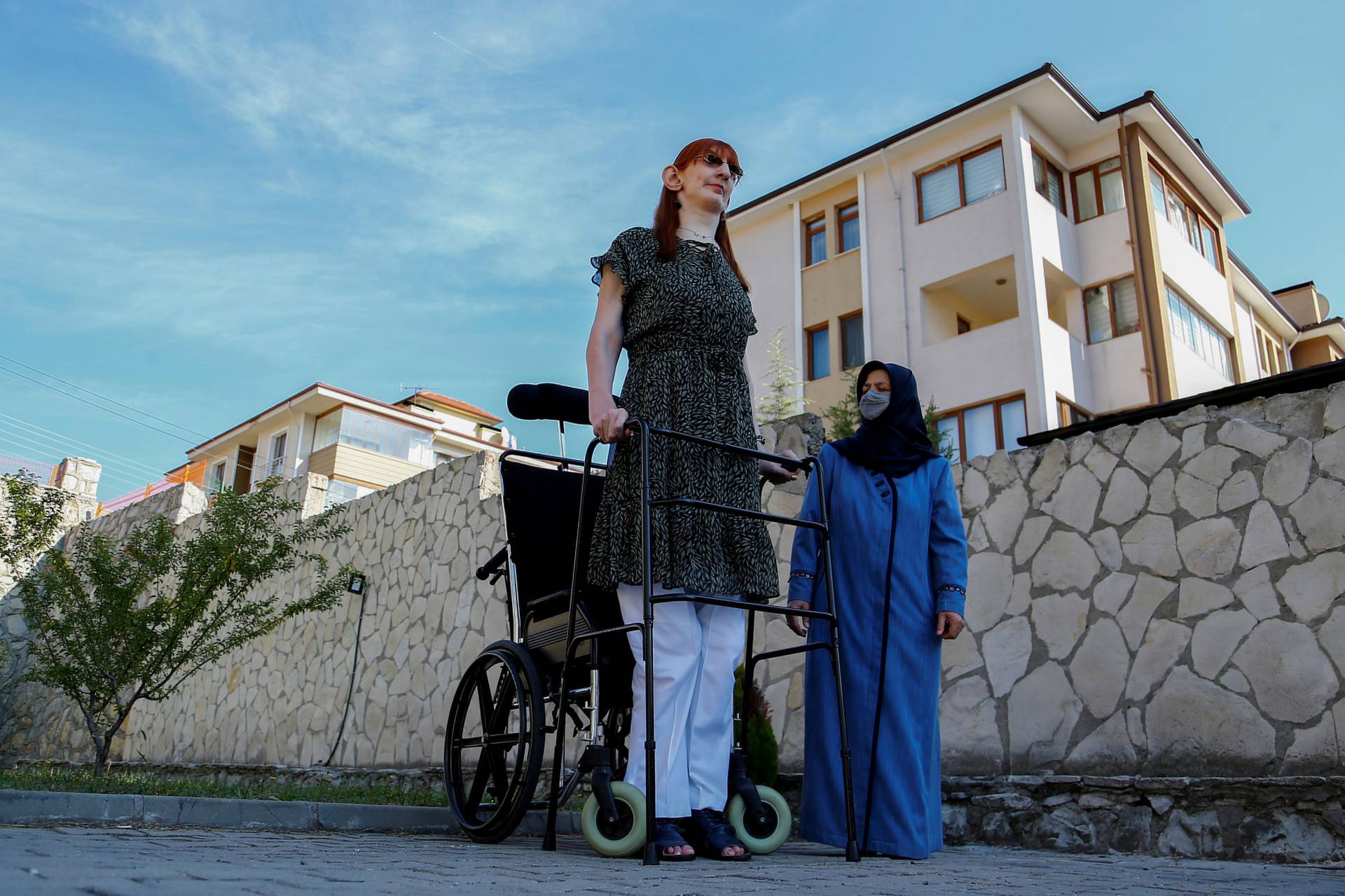 World's tallest woman Rumeysa Gelgi holds a news conference in Karabuk
