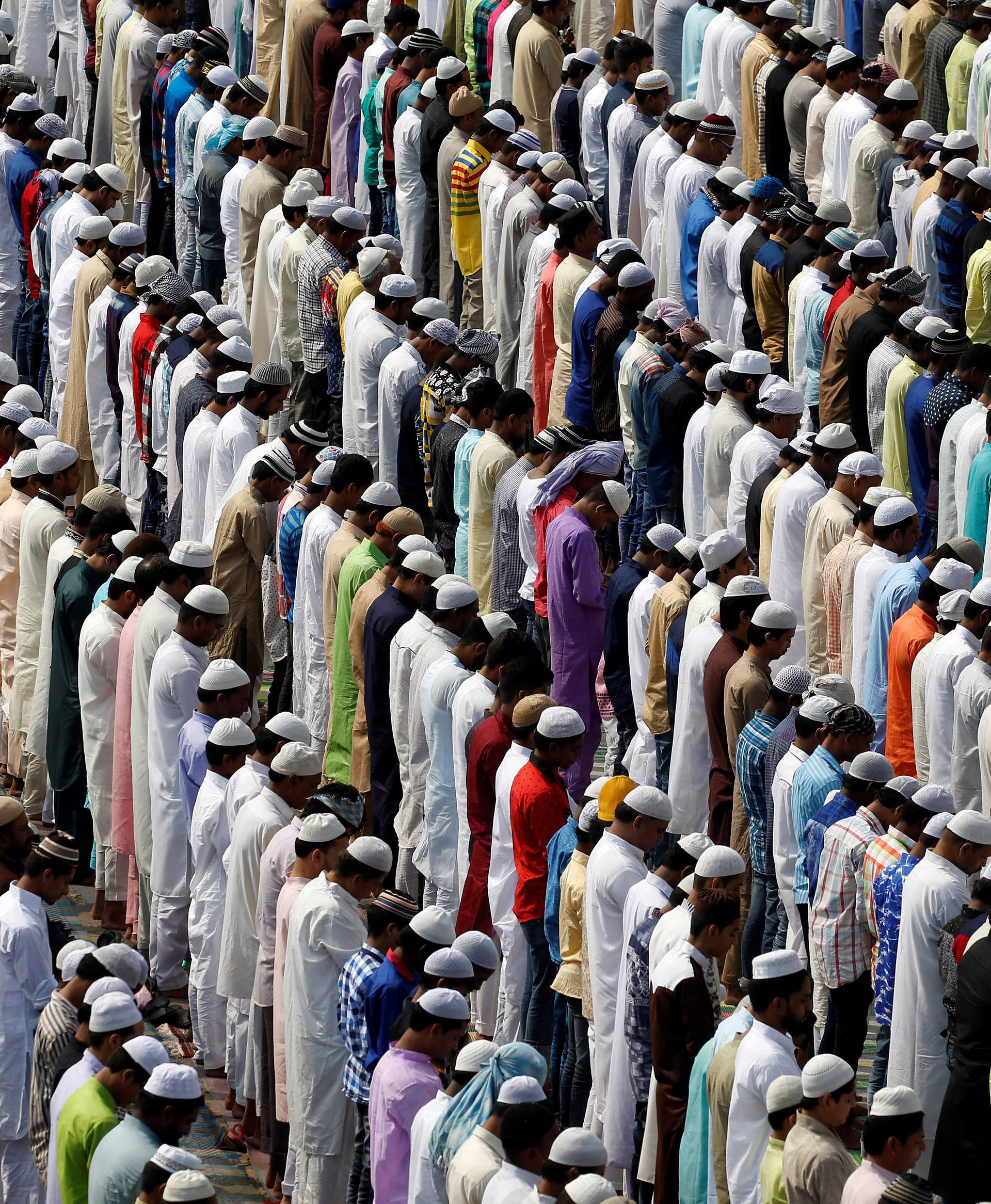 Muslims offer Eid al-Adha prayers at Feroz Shah Kotla fort in Delhi