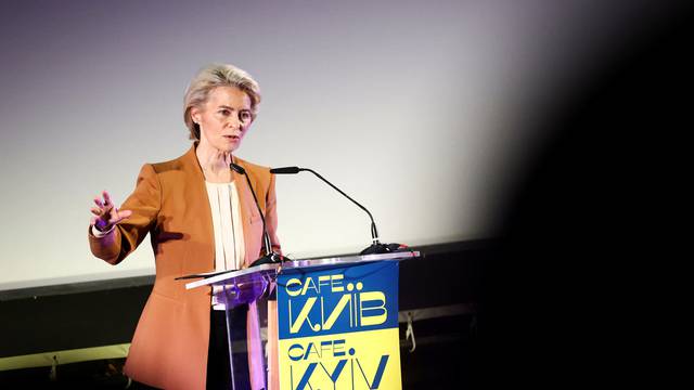 EU Commission President Ursula von der Leyen visits Cafe Kyiv, in Berlin