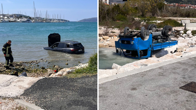VIDEO Slovenka BMW-om lupila u kamion, oba vozila su završila u moru: 'Mladići su joj pomogli'