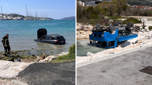 VIDEO Slovenka BMW-om lupila u kamion, oba vozila su završila u moru: 'Mladići su joj pomogli'