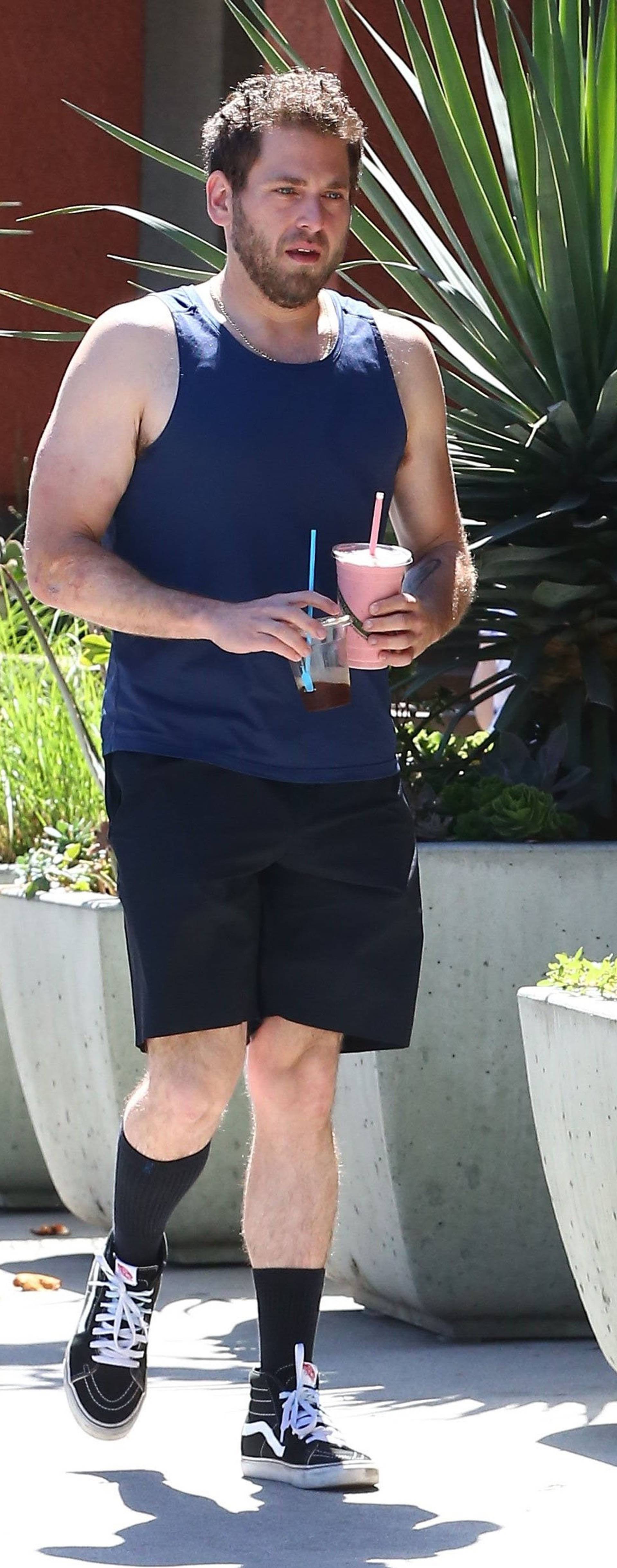 *EXCLUSIVE* Slimmed down Jonah Hill stops for a smoothie in Los Angeles