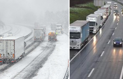 Prometni kolaps na ulazu u Sloveniju: Zabranili kamionima prolazak zbog gustog snijega