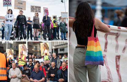 VIDEO Molitelji na Trgu klečali ispod LGBT zastava, prosvjednici bubnjali. Sve bilo puno policije