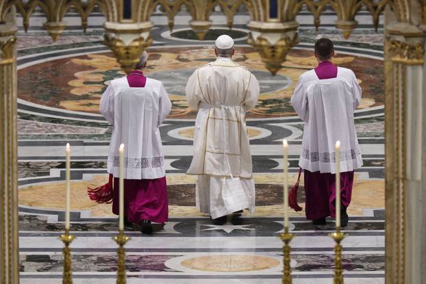 Pope Leo XIV leads the Holy Thursday Mass at the Basilica di San Giovanni in Laterano (Basilica of St. John Lateran) in Rome