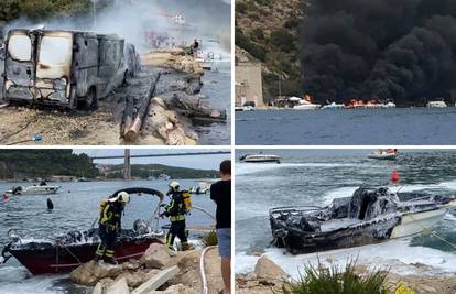 VIDEO Požar kod Dubrovnika: Gorjele brodice, jedan kombi, automobili, crni dim je posvuda