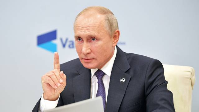 Russia's President Putin speaks at a meeting of the Valdai Discussion Club
