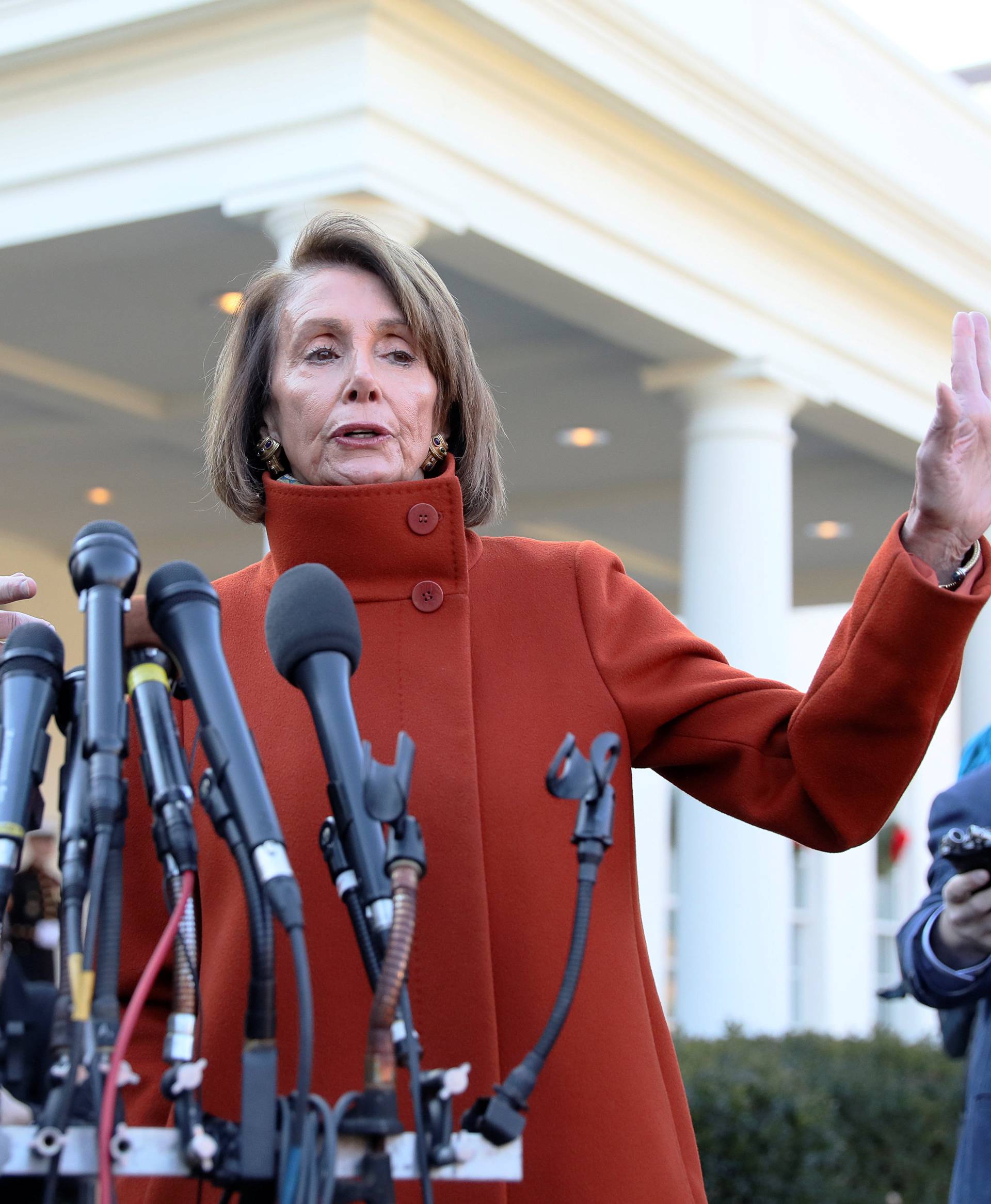 Minority Leader Schumer and House Speaker designate Pelosi speak to reporters after meeting with President Trump at the White House in Washington