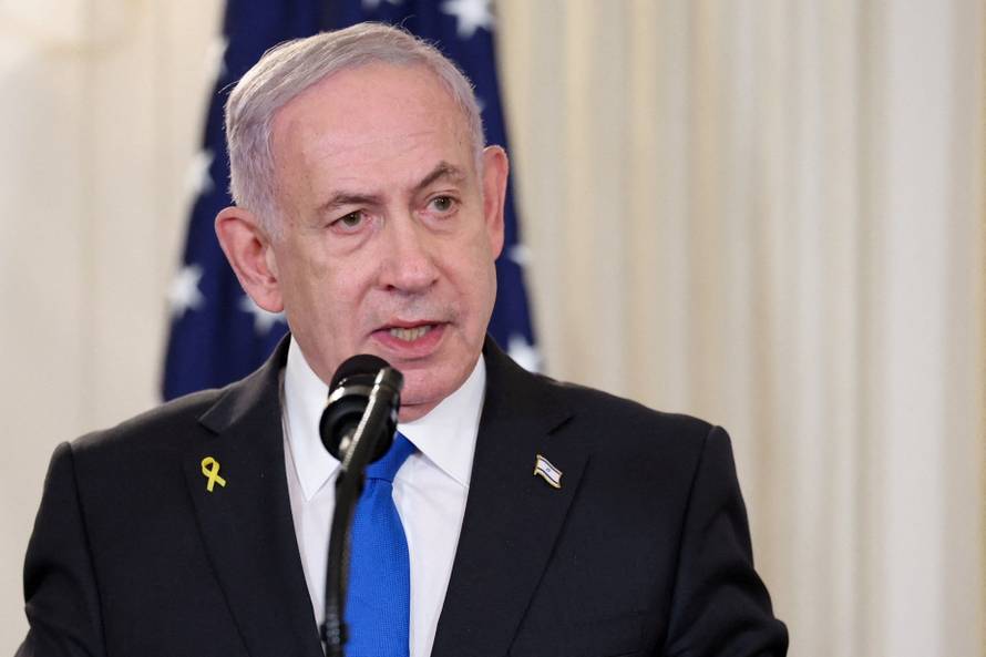 U.S. President Trump meets Israeli PM Netanyahu at the White House in Washington