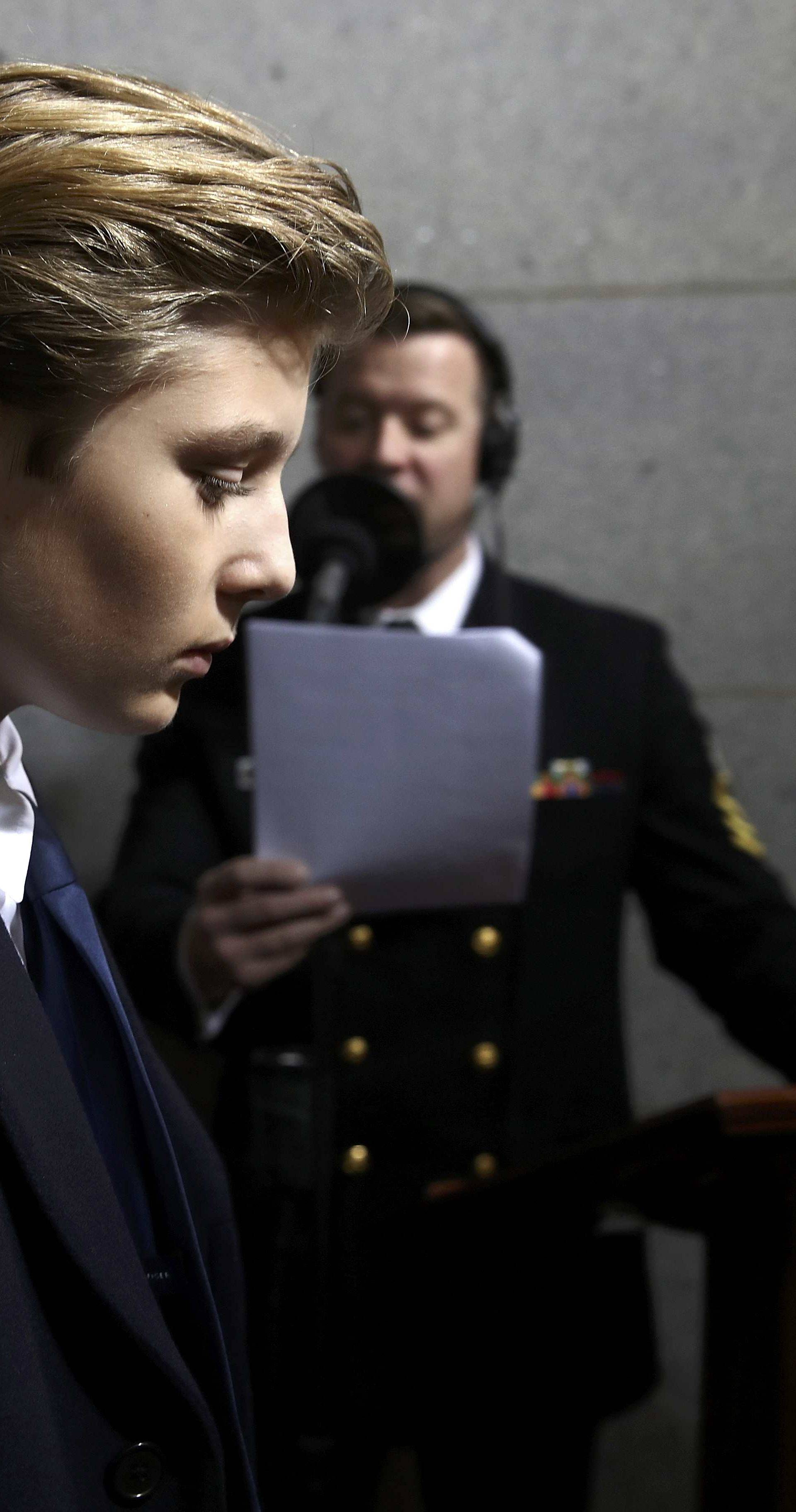 Barron Trump arrives on the West Front of the U.S. Capitol