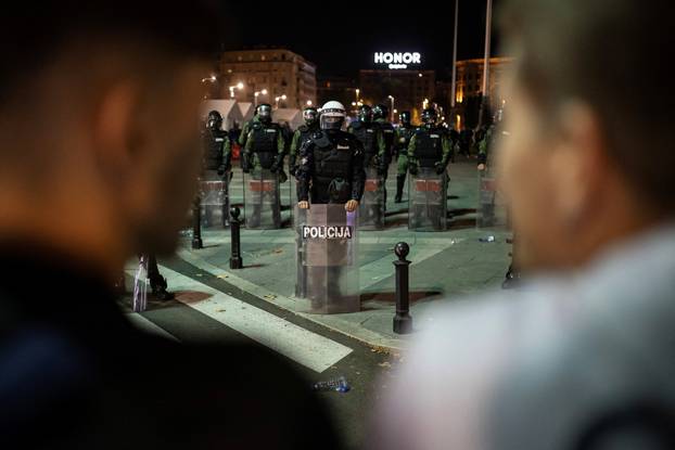 Protest near the Serbian parliament in Belgrade