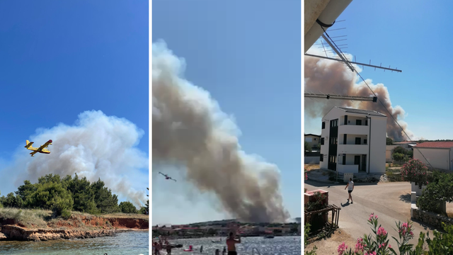 VIDEO Izbio je veliki požar na otoku Viru: 'Gori šuma u blizini kuća, požar gase kanaderi'