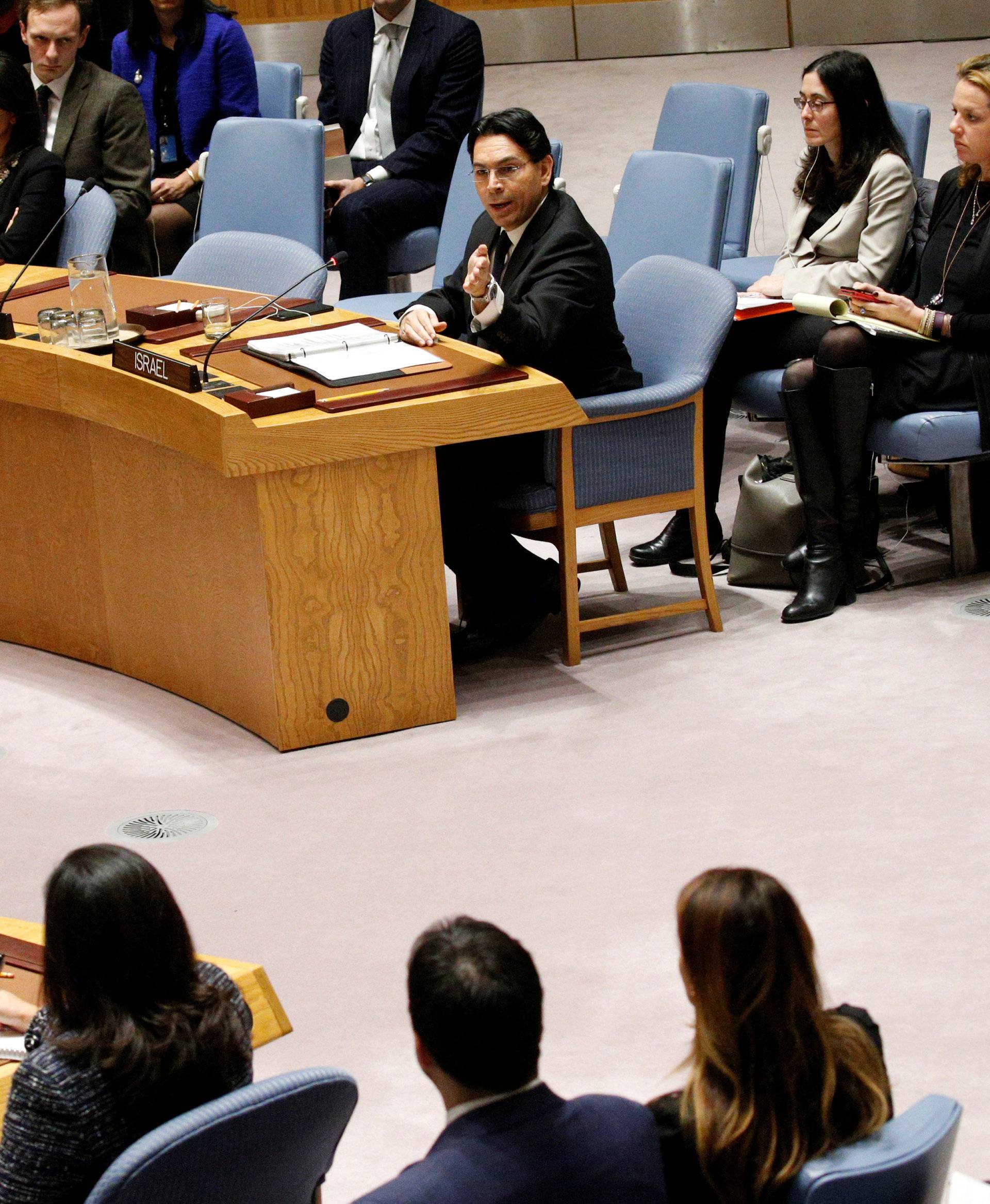 Israel's Ambassador to the United Nations Danny Danon speaks during the United Nations Security Council meeting on the situation in the Middle East, including Palestine, at U.N. Headquarters in New York